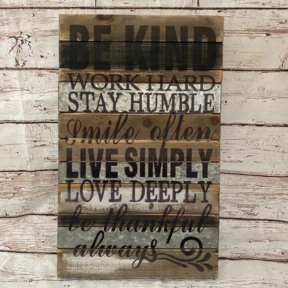 HOBBY LOBBY Work Hard Be Kind Stay Humble Wooden Sign - Picture 1 of 4